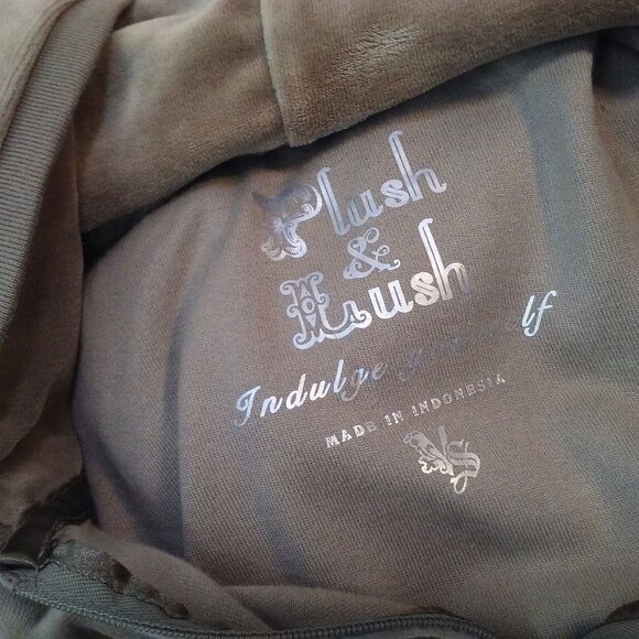 Vintage Y2K Plush &Lush Velour Hoodie Top Jacket Lady-M Zip Pockets Shimmer Tan - Picture 10 of 14